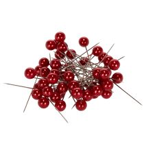 Article Aiguilles décoratives à tête perlée rouge 10 mm - Lot de 50