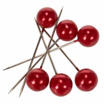 Article Aiguilles décoratives à tête perlée rouges Ø20mm 90mm - Lot de 6
