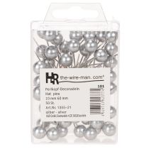 Article Épingles à tête perlée argentée Ø10 mm - 60 mm (Lot de 50)