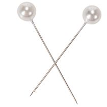 Article Épingles à tête perlée blanches Ø10 mm x 60 mm – Lot de 50