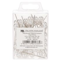 Article Épingles à tête perlée blanches Ø10 mm x 60 mm – Lot de 50