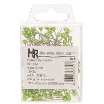Article Épingles à fleurs à tête de perle verte, usage polyvalent, Ø 4 mm, 40 mm, 150 pièces