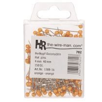 Article Aiguilles à têtes perlées orange 4 mm x 40 mm pour compositions florales, lot de 150 pièces