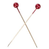 Article Épingles à tête perlée rouges pour décoration florale Ø4mm 40mm Set de 150