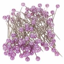 Article Épingles à tête perlée 6 mm x 65 mm violet - Lot de 100