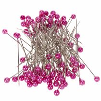 Article Épingles décoratives à tête perlée Ø6mm, 65mm, rose vif, boîte de 100