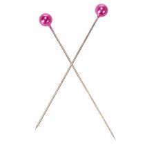 Article Épingles décoratives à tête perlée Ø6mm, 65mm, rose vif, boîte de 100