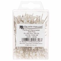 Article Épingles perlées Ø6 mm 65 mm blanc, lot de 100