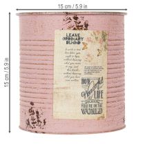 Article Pot de fleurs, rose ancienne, boîte décorative en métal, style vintage, Ø 15,5 cm x H 15 cm