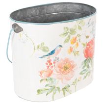 Article Pot de fleurs ovale vintage printanier, en métal, 26 x 22 x 17 cm, lot de 3