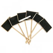 Bouchons de plantes panneaux enfichables en bois mini tableau noir 8.5×6cm 6pcs