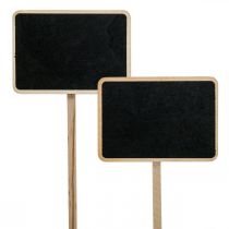 Bouchons de plantes panneaux enfichables en bois mini tableau noir 8.5×6cm 6pcs
