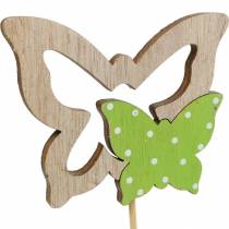 Bouchon de plante papillon sur bâton bois décoration de printemps 16pcs