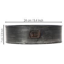 Article Plaque en métal ronde 24 cm avec charnière - Idéal pour décoration et plantation
