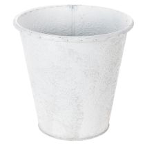 Article POT CACHE-POT MÉTAL ORNEMENTAL BLANC GRIS Ø20,5CM H19,5CM