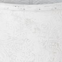 Article POT CACHE-POT MÉTAL ORNEMENTAL BLANC GRIS Ø20,5CM H19,5CM
