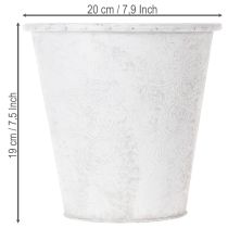 Article POT CACHE-POT MÉTAL ORNEMENTAL BLANC GRIS Ø20,5CM H19,5CM