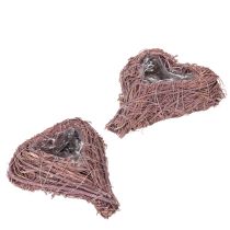 Article Lot de 2 coupelles cœur en branches avec film plastique, 14 cm