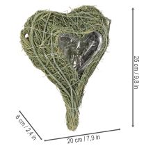 Article Cœur en matériau naturel avec film protecteur 25 cm pour compositions florales