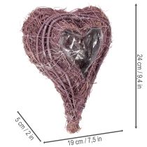 Article Coeur à planter en matière végétale avec film plastique, 24 cm, couleur violet