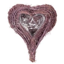 Article Coeur à planter en matière végétale avec film plastique, 24 cm, couleur violet