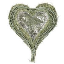 Article Coupe cœur en herbe naturelle avec film plastique, 38 cm, vert