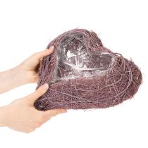 Article Coupe décorative en branches en forme de cœur avec insert en plastique 37 cm, violet
