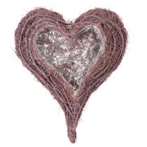 Article Coupe décorative en branches en forme de cœur avec insert en plastique 37 cm, violet