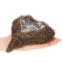 Article Pots en forme de cœur en branches avec film plastique 20 cm, lot de 2
