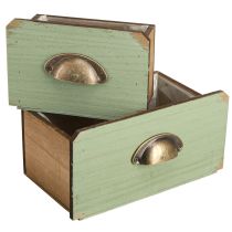 Article Boîte à plantes décoration tiroirs en bois 22/18cm lot de 2 pièces