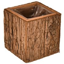 Article Jardinière carrée en bois avec écorce de pin et jardinière 12×12cm