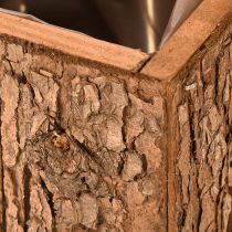 Article Jardinière carrée en bois avec écorce de pin et jardinière 12×12cm