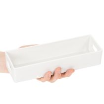 Article Plateau rectangulaire avec poignées en plastique 32 cm gris clair