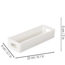 Article Plateau rectangulaire avec poignées en plastique 32 cm gris clair