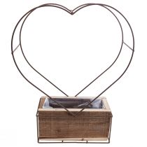 Article Jardinière en bois coeur décoratif rouille H41cm/39cm lot de 2