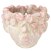 Article Pot de fleurs tête de plante à suspendre aspect béton rose H13cm
