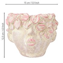 Article Pot de fleurs tête de plante à suspendre aspect béton rose H13cm