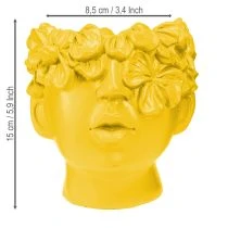 Article Porte-plante décoratif en résine jaune - Buste 13,5×13×14 cm