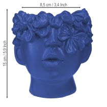 Article Pots décoratifs en forme de buste pour plantes, en polyresine bleu, 13,5 × 13 × 14 cm