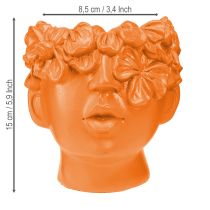 Article Pots de fleurs décoratif en forme de tête, orange 13,5 x 13 x 14 cm