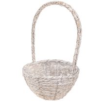 Article Ensemble de 2 paniers à plantes, paille naturelle blanche, Ø 23/28 cm, style shabby chic