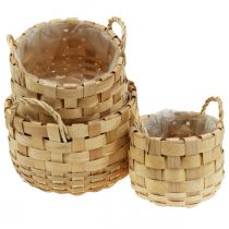 Article Ensemble de 3 paniers à plantes naturels, paniers à fleurs, jardinières, paniers décoratifs bohèmes, tressés, Ø 18/23/29 cm