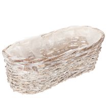 Article Panier décoratif ovale en osier blanc avec doublure en plastique 37 cm