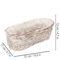 Article Corbeille ovale en osier blanc avec doublure plastique - 37 cm