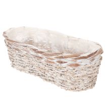 Article Corbeille ovale en osier blanc avec doublure plastique - 37 cm
