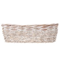 Article Corbeille ovale en osier blanc avec doublure plastique - 37 cm