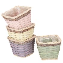 Article Paniers Plante Carrés en Bois avec Film Plastique Intérieur 14cm Lot de 4