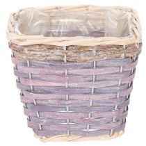 Article Set de 4 cache-pots carrés en bois avec doublure plastique 14cm