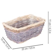 Article Lot de 4 paniers rectangulaires en bois avec film plastique intégré 25 cm