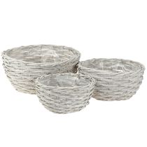 Article Panier à plantes rond en osier blanc-gris Ø30/25/20cm lot de 3